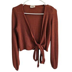 Free Kisses Burnt Orange Front Tie Cardigan